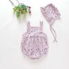 Baby Girl Floral Pattern Sleeveless Back With Short Sleeves Two-Piece Onesies