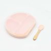 Baby Silicone Compartment Plate With Wooden Spoon