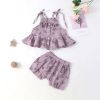 Baby Girl Printed Pattern Ruffle Design Sleeveless Top Combination Shorts Set