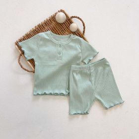 Baby Girl Solid Candy Color Top Combo Solid Pants In Sets (Color: green, Size/Age: 100 (2-3Y))