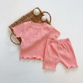 Baby Girl Solid Candy Color Top Combo Solid Pants In Sets (Color: Red, Size/Age: 100 (2-3Y))