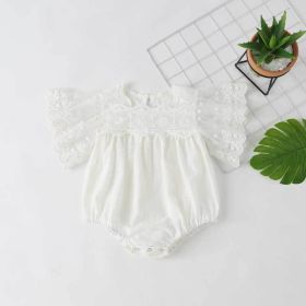 Baby Girl Lace-Sleeved Combo Lace-Collared Solid Onesies (Color: White, Size/Age: 73 (6-9M))