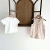 Baby Girls Solid Top Combo Strips Overalls In Sets