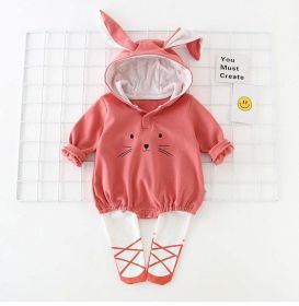 Baby Cartoon Shape Solid Color Long Sleeved Triangle Onesies (Color: Red, Size/Age: 80 (9-12M))