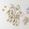 Baby Girl Small-Bear Cartoon Pattern Flounce Design Sleeveless 1-Pieces Set