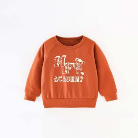 Baby Cartoon And Letters Print Pattern Loose Hoodie (Color: orange, Size/Age: 110 (3-5Y))