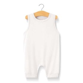 Baby Solid Color Sleeveless Snap Cotton Jumpsuit Pajamas (Color: White, Size/Age: 73 (6-9M))