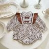 Baby Girl Floral Pattern Chinese Style Snap Buckle Design Bodysuit