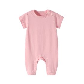 Baby Solid Color Thin Style Short Sleeve Rompers Sleepwear (Color: pink, Size/Age: 80 (9-12M))