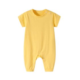 Baby Solid Color Thin Style Short Sleeve Rompers Sleepwear (Color: yellow, Size/Age: 66 (3-6M))