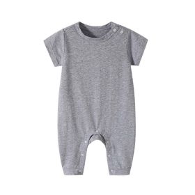 Baby Solid Color Thin Style Short Sleeve Rompers Sleepwear (Color: Grey, Size/Age: 59 (0-3M))