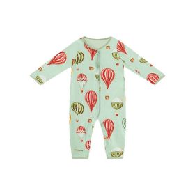 Baby Cartoon Graphic Full Button Design Long Sleeve Cotton Romper (Color: green, Size/Age: 90 (12-24M))