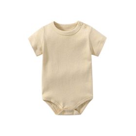 Baby Solid Color Short Sleeve Soft Cotton Comfy Onesies (Color: Apricot, Size/Age: 73 (6-9M))