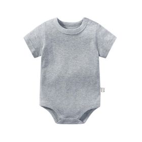 Baby Solid Color Short Sleeve Soft Cotton Comfy Onesies (Color: Grey, Size/Age: 66 (3-6M))