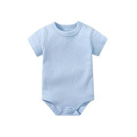 Baby Solid Color Short Sleeve Soft Cotton Comfy Onesies (Color: Blue, Size/Age: 90 (12-24M))