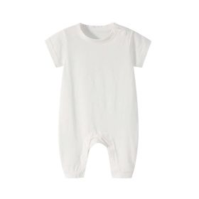 Baby Solid Color Thin Style Short Sleeve Rompers Sleepwear (Color: White, Size/Age: 80 (9-12M))