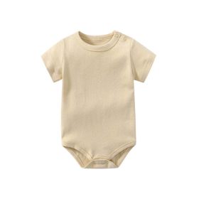 Baby Solid Color Short Sleeve Soft Cotton Comfy Onesies (Color: Apricot, Size/Age: 59 (0-3M))