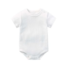 Baby Solid Color Short Sleeve Soft Cotton Comfy Onesies (Color: White, Size/Age: 90 (12-24M))