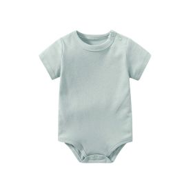 Baby Solid Color Short Sleeve Soft Cotton Comfy Onesies (Color: green, Size/Age: 80 (9-12M))