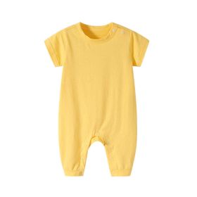 Baby Solid Color Thin Style Short Sleeve Rompers Sleepwear (Color: yellow, Size/Age: 73 (6-9M))