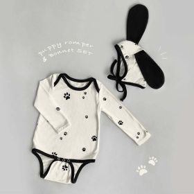 Baby 1pcs Cat Paw Pattern Kitty & Punny Shape Design Bodysuit Combo Hats (Color: Apricot, Size/Age: 73 (6-9M))