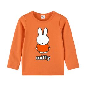 Baby Cartoon Bunny Print Pattern O-Style Quality Shirt (Color: orange, Size/Age: 130 (7-8Y))