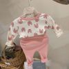 Baby 1pcs Cartoon Funny Cat Pattern Shirt Combo Solid Pants Tracksuit Sets