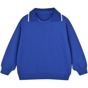 Baby Solid Color O-Neck Loose Dropped Shoulder Hoodie (Color: Blue, Size/Age: 100 (2-3Y))