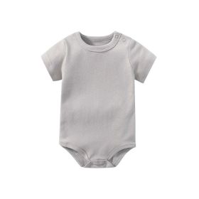 Baby Solid Color Short Sleeve Soft Cotton Comfy Onesies (Color: Coffee, Size/Age: 59 (0-3M))