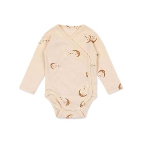 Baby Print Pattern Side Button Design Long Sleeve Comfy Onesies (Color: pink, Size/Age: 90 (12-24M))