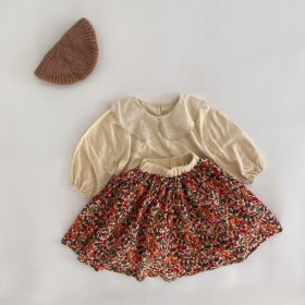 Baby Girls Floral Pattern Half Skirt In Summer Wearing Outfit (Color: Red, Size/Age: 110 (3-5Y))