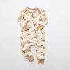 Baby Floral Graphic Envelope Collar Design Soft Cotton Nordic Style Jumpsuit