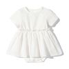 Baby Girls Solid Color Wooden Ear Design Short-Sleeved Dress Onesies In Summer