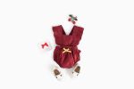 Baby Girl Square Collar Lace Design Denim Fabric Sleeveless Backless Onesies With Bow Decoration