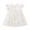 Baby Girls Floral Lace Patchwork Design Ruffle Sleeveless Dress Onesies In Summer