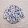 Baby Flower Pattern Stand Collar Long Sleeve Onesies