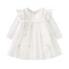 Baby Girls Floral Lace Patchwork Design Ruffle Long-Sleeved Dress Onesies In Spring & Autumn