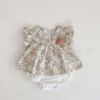 Baby Floral Graphic 3D Strawberry Patched Design Butterfly Sleeve Onesies Dress