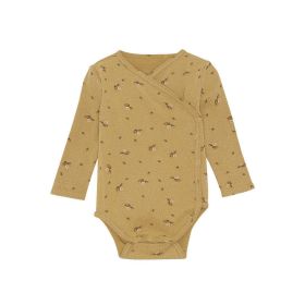 Baby Floral & Animals Graphic Envelope Collar Or Side Opening Design Bodysuit (Color: yellow, Size/Age: 66 (3-6M))