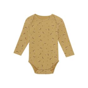 Baby Floral & Animals Graphic Envelope Collar Or Side Opening Design Bodysuit (Color: Light Yellow, Size/Age: 90 (12-24M))