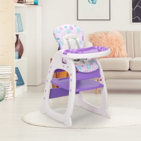 Multipurpose Adjustable Highchair,Children's dining chair for Baby Toddler Dinning Table with Feeding Tray and 5-Point Safety Buckle XH (Color: purple)