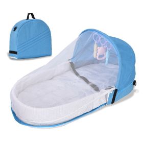 Portable Crib Nest Folding Movable Newborn Cushion Bed Anti-pressure Protection (Color: Blue)