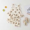 Baby Girl Small-Bear Cartoon Pattern Flounce Design Sleeveless 1-Pieces Set