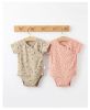 Baby Girls Printed Pattern Diagonal Buckle Design Short-Sleeved Onesies In Summer