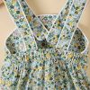 Baby Girl Floral Print Pattern Solid Color Sleeveless Onesies In Summer Outfit Wearing