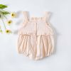 Baby Girl Floral Embroidered Pattern Lace Design Solid Color Sleeveless Onesies In Summer