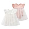 Baby Girls Floral Lace Patchwork Design Ruffle Sleeveless Dress Onesies In Summer