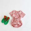 Baby Girl Floral Print Doll Collar Design Neck Buttoned Tops Combo Shorts Sets