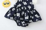 Baby Girls Floral Print Single Breasted Design O-Neck Sleeveless Onesies Dress In Summer