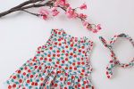 Baby Girl Cherry Print Sleeveless Onesies With Headband